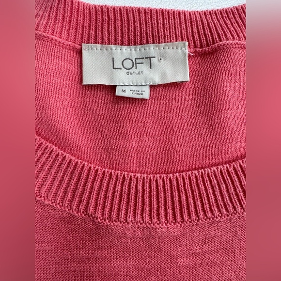 Loft 100% Cotton Coral Knit Drop Shoulder Sweater Vest Womens Medium - Picture 3 of 8